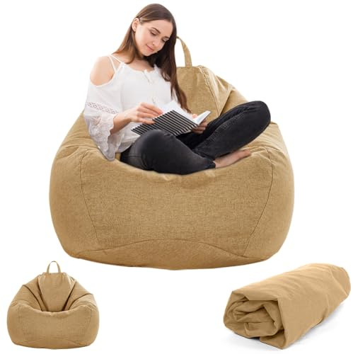Gohytal Sitzsack XL (ohne Füllung), Sitzsäcke Tropfenform nur Bezug, Bean Bag Chair für Erwachsene Kinder, Gaming Sitzsack für Wohnzimmer Kinderzimmer Sofa Outdoor Deko, 100x120cm,Hellbraun