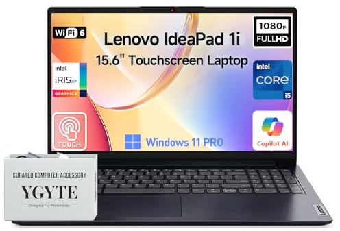 Lenovo Ideapad 1i Ordinateur portable à écran tactile 15 FHD IPS de 15,6, Intel Core i5-1335U (10 cœurs, > i7-1255U), Windows 11 Pro 40 Go de RAM 2 To SSD, pavé numérique 10 touches, wYGYTE