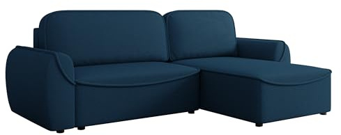 Mirjan24 Ausziehbares Ecksofa Loom, L-Form mit Schlaffunktion, Bettkasten, universeller Ottomane, freistehend, abgerundete Armlehnen (Cruz 79)