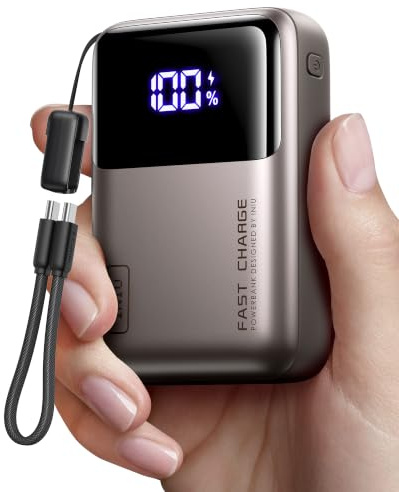 INIU Laptop Power Bank, Smallest 20000mAh 65W Fast Charging Battery Pack | Detachable USB C Cable, Flight-Safe, Travel Essential, Portable Charger for MacBook Pro, Dell, Steam Deck, iPhone, Coffe