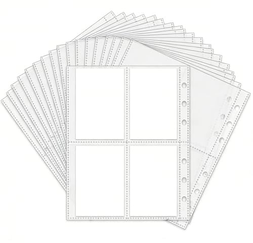 30 fundas para tarjetas coleccionables A5 para álbumes de fotocards, 4 bolsillos, fundas transparentes A5 de 6 anillas, fundas transparentes para trading cards, aptas para archivo, sin ácido