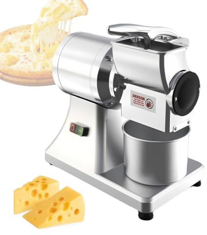 Grattugia Inox Elettrica Professionale, Macina Parmigiano 550W | Tritatutto da 40kg/h Dotato di Arresto Automatico di Sicurezza per Cucina di Ristorante, Pizzeria & Catering