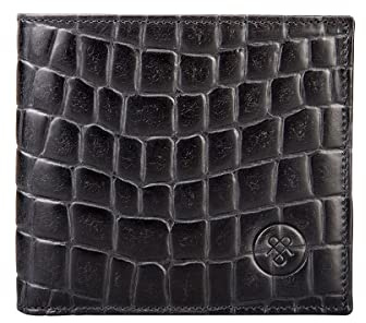 Maxwell Scott - Luxuriöse Herren- Leder Brieftasche mit Münzfach - Handgefertigt aus italienischen Vollnarbenhäuten - The Ticciano Croco Schwarz