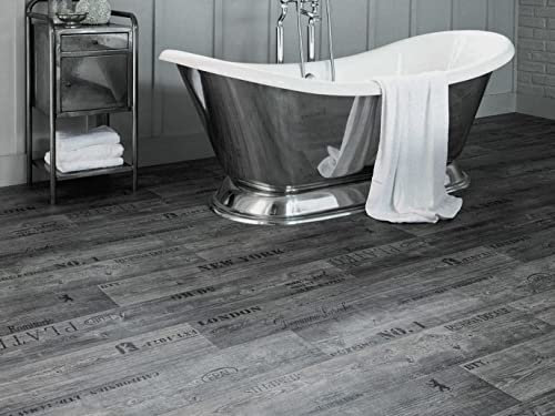 PVC Bodenbelag Vinylboden mit Schriftzügen, hellbraun, Zuschnitt (3m breit, 5,5m lang)