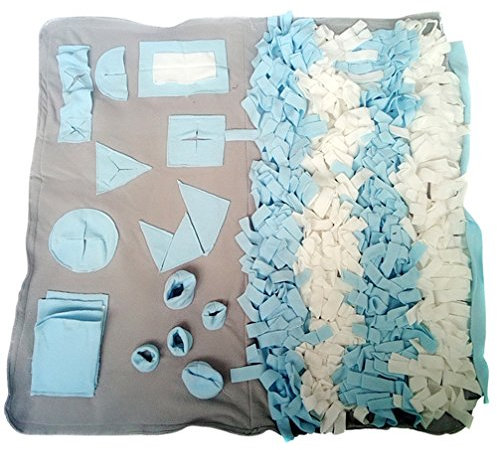 JEELINBORE Schnüffelteppich Hund Schnüffelrasen Hundespielzeug Fördert Nahrungssuche Intelligenzspielzeug Hunde Schnüffeldecke (Grau, S: 65 * 65cm)