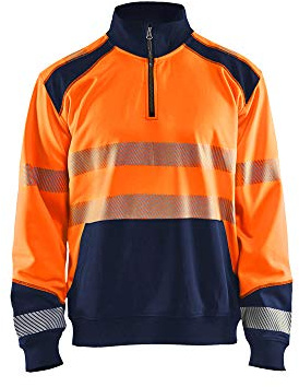 Blaklader 355625285389XL Half-Zip Sweatshirt, High Vis Orange/Marineblau, Größe XL