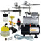 AEROGRAFO PROFESSIONALE UNIVERSAL II con supporto per aerografo + 2 penne aerografo + set di pulizia dell'aerografo + tubo aria da 1,8 m + Compressore Universal II