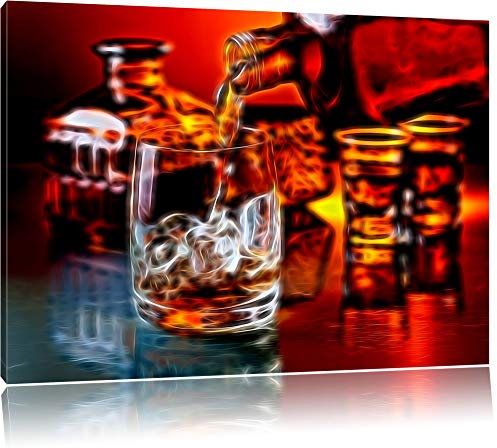 Pixxprint Whiskey im Whiskeyglas, Größe: 60x40cm, Leinwandbild, fertig gespannt, Wandbild, Dekoration, Kunstdruck, kein Poster