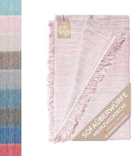 Couvre-lit multi-usages; Plaid Sofa, Plaid Foulard, Couvre-canapé, Foulard pour canapés en coton et autres fibres. Fabriqué en Espagne. Housses de canapé (Rose marbré 08, 180x260cm.)