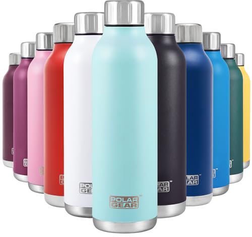 Polar Gear Stainless Steel Water Bottle - 500ml Vacuum Insulated Metal Water Bottle, Double Wall, Leakproof Drinks Bottle - 12H Hot, 24H Cold - Perfect for Work, Travel, Sports, Gym - Mint Green