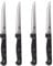 MasterChef Steak Knives Set of 4, Hand Sharpened, Serrated Stainless Steel Blades measure 11cm (4.5in) with Traditional Black Triple Riveted Comfort Grip Handles, Dishwasher Safe 4pc Steak Knife Set