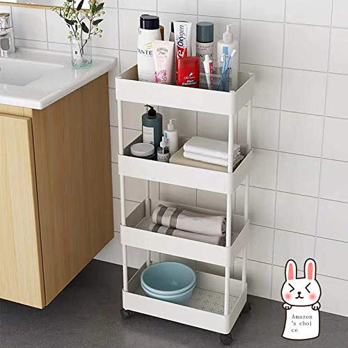 3-Etagen Rollwagen,Küchenwagen,Servierwagen,Craft Art Cart,Rolling Utility Carts,Serviergestell,Lagerregal,Ablagekorbaus Kunststoff Mit 4 abnehmbaren Rädern,für Bad, Käche, Büro,Wohnzimmer (weiß)