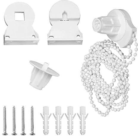Holdfiturn Roller Blind Fittings 25MM Durable Roller Blind Fitting Spare Kit Plastic Curtain Roller Accessory with Beaded Chain Screws for Windows