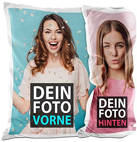 PR Print Royal Fotokissen Bezug selbst gestalten mit eigenem Foto - Beidseitig Bedruckt - flauschig-weiche Oberfläche - Fotogeschenk für Freunde und Familie - 40 x 40 cm, Weiß | Personalisiert
