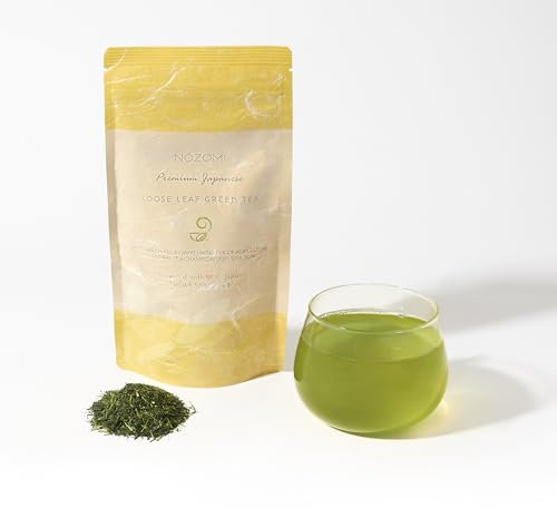 Nozomi Thé Japonais - Kabuse Sencha Vert en Vrac - Origine Unique Végétalienne - Riche en Antioxydants - Sac Refermable de 100 ml