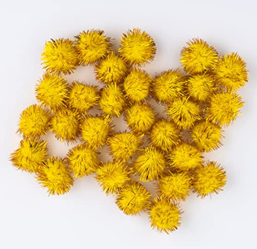 50 pompons zum basteln glitzer glitter altgold in 25mm klein bastel zubehör pom pom bunt kugeln ponpons deko pompom plüsch