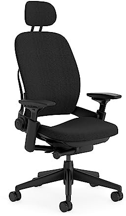 Steelcase Leap Ergonomischer Bürostuhl mit LiveBack Lumbalstütze, flexibler Rückenlehne, anpassbarer Kopfstütze Onyx Schwarz, 62 X 68 X 117