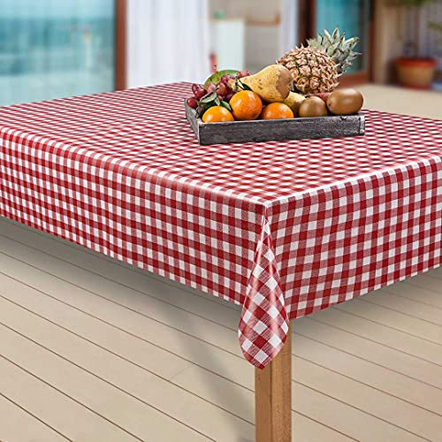 laro Wachstuch-Tischdecke Abwaschbar Garten-Tischdecke Wachstischdecke PVC Plastik-Tischdecken Eckig Meterware Wasserabweisend Abwischbar, Muster:Bavaria Rot, Größe:140x1000