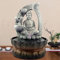 Brunnen aus Polyresin, Zimmerbrunnen Buddha Brunnen Wasserspiel Harz mit LED-Beleuchtung 28cm Dekoration für den Innenbereich Beleuchtung Brunnen