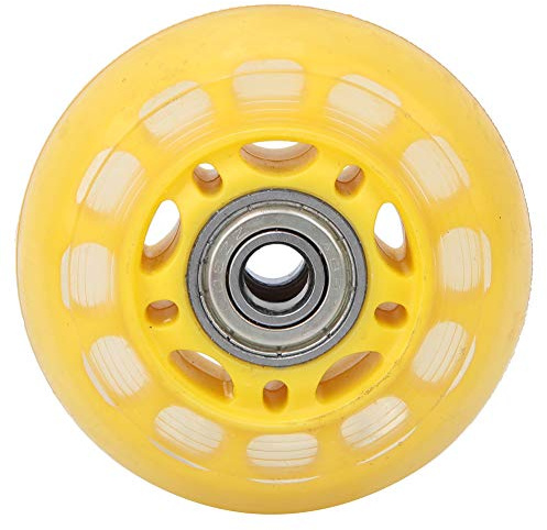 Lenkrollen, Skater-Rad, 1 Stück Lenkrollen, gelb, transparent, PU mit 608ZZ-Lager, Gepäckwagen, Skates-Zubehör, 64 x 24 x 8 mm
