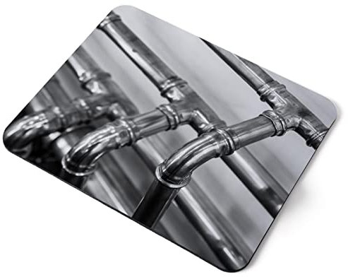 Computer Mouse Mat Pad - BW - Copper Pipes Plumber Heating Home Office PC Desk Accessory Flexible Fabric Top Large 5mm Laptop Desktop Printed Art Ergonomic #42734