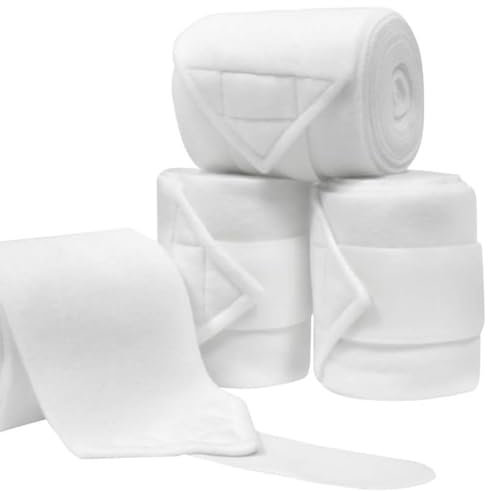 4 Rotoli di Fascia per Le Gambe del Cavallo, Supporto per la Protezione dello Stivale in Pile Addensato Bianco Attrezzatura equestre Professionale