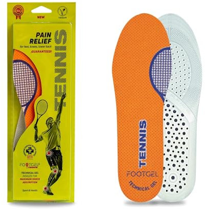 Footgel -Plantillas de Gel deportiva para Tenis,Si eres jugador de tenis, protégete del riesgo de lesiones, alivia el dolor en pies, rodillas, lumbares y consigue ventaja en los partidos. (39-42)