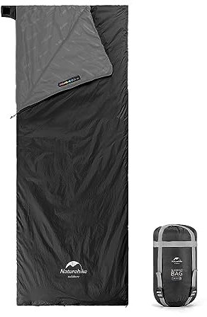 Naturehike Schlafsack,Deckenschlafsack für Erwachsene und Kinder 3-4 Saison Leichte wasserdichte Camping Baumwolle Schlafsack (Schwarz XL)