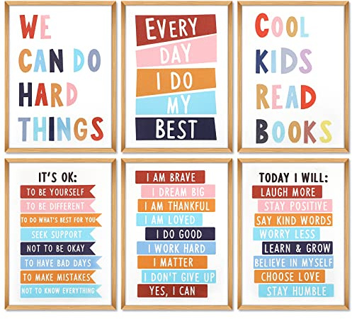 Inspirierendes Zitat Wandkunst-Poster, A4, Wachstumsmindset, Leinwanddrucke, positive motivierende Wandbilder für Kinderzimmer, Vorschule, Klassenzimmer, Pinnwand, Heimschule, Dekoration, ungerahmt
