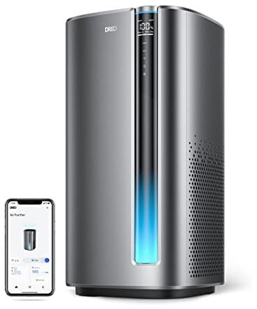 Dreo Air Purifiers for Home Large Room, H13 True HEPA Filter Removes Up to 99.985% of Particles Dust Smoke Pollen Pet Hair, PM2.5 Monitor, Auto Mode, Smart WiFi Voice Control, Works with Alexa/Google