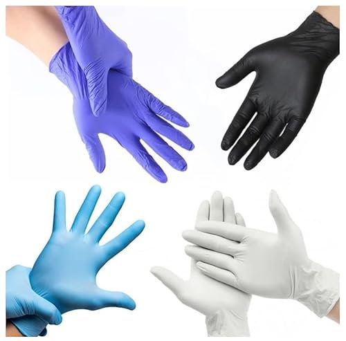 MUNTRADE Guantes Desechables de Nitrilo - 100 unidades/caja, Sin Polvo, Sin Látex - Todas las tallas (XS, Azul)