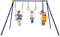 DREAMADE Ensemble de Balançoire 3 en 1 Enfant Exterieur,Portique Balançoire en Métal avec 1 Face à Face,2 Anneaux Gymnastique,Balancoire Réglable,4 Piquets de Sol,Aire de Jeu Enfants 3-10Ans