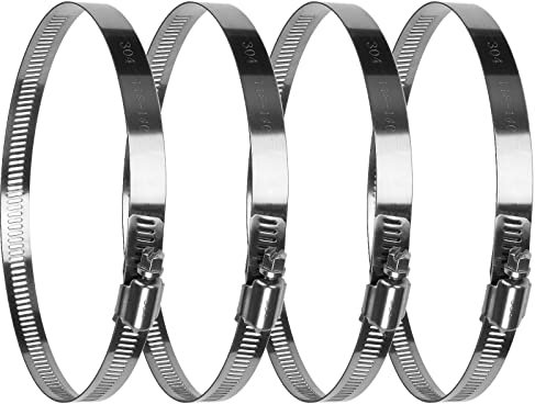 drado 4 Pack Jubilee Hose Clips 118-140mm, Jubilee Clips Stainless Steel Pipe Clamps, Worm Drive Hose Clips for Securing Hoses and Pipes Tube