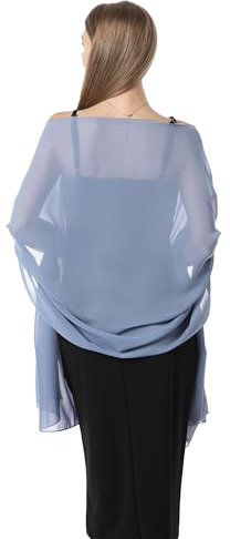 Chiffon-Schals und Wraps für Abendkleider, eleganter weicher Schal, Brautschal, Hochzeit, Stola, dusty blue, Übergröße