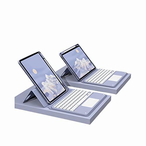 CLALOC Funda con Teclado Táctil para iPad Pro 11 Pulgadas 1ª 2ª 3ª Gen 4ª Generación(2018/2020/2021/2022) Teclado Desmontable Slim Leather Folio Smart Cover Disposición De Teclas En Inglés,Púrpura