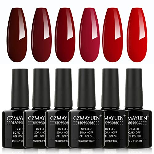 GZSYY Gel UV Nagellack 10ML Nagellack Rot Farbgel für Gelnägel 6PCS Schellack Nagellack Gelfarbe Set für Gel Nägel