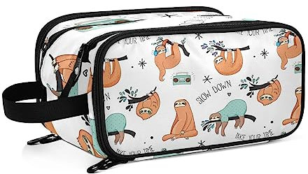 Kulturbeutel Tier-Faultier-Muster Große Kosmetiktasche Kulturtasche Waschtasche Make Up Tasche Waschbeutel Schminktasche für Damen Mädchen