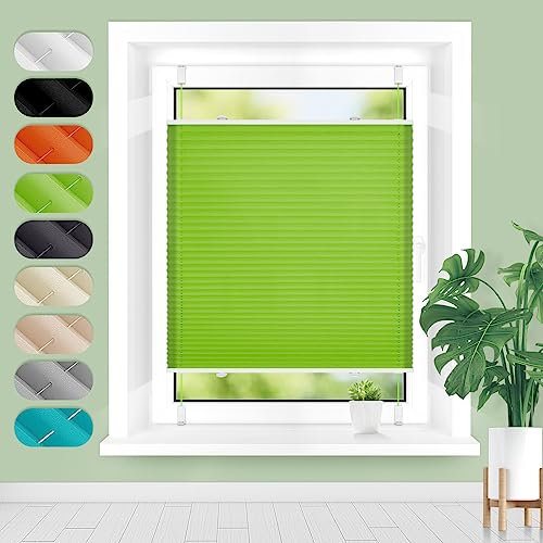 Homland Plissee ohne Bohren Klemmfix B100 x H130 cm Grün, Plissees für Fenster und Tür, Jalousie Easyfix Plisseerollo mit Klemmträger Sonnenschutz und Sichtschutz lichtdurchlässig Rollo