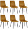Esszimmerstühle 6er Set Ockergelb – Samt Gepolstert mit Rautensteppung – Metallbeine Schwarz – Inkl. Handwischmopp Geschenk – Modern & Bequem für Küche & Wohnzimmer