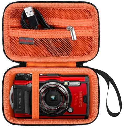 Elonbo Custodia per OM SYSTEM Tough TG-7 fotocamera digitale/OM Sistema Olympus TG-6 Fotocamera Subacquea, Robusto WiFi 4K Video Fotocamera Digitale Custodia Borsa da Viaggio, Nero