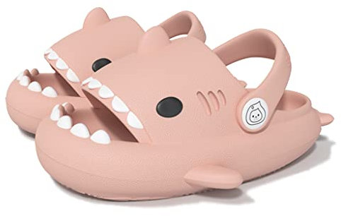 CELANDA Claquettes de Requin Été Filles Garçons Shark Slides Slippers Chaussures de Piscine et Plage Antidérapante Pantoufles de Bain,Rose requin Taille:26-27 EU