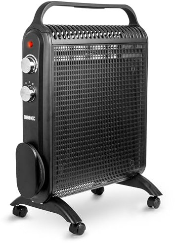 Duronic Electric Heater HV180 BK 2000W Oil Free Radiator Convection Heater Free Standing Radiator Mica Panel Heaters Portable Radiators with Micathermic Panels Convector for Home, Bedroom, Office