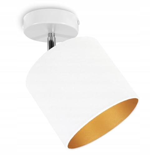 Light-Home Deckenbeleuchtung - Lampen Deckenlampen Milan Sammlung - Deckenlampe Industrial aus Metall und Stoff - Wandlampen 1-Flammig - Durchmesser 15cm - Weiß mit Weiß