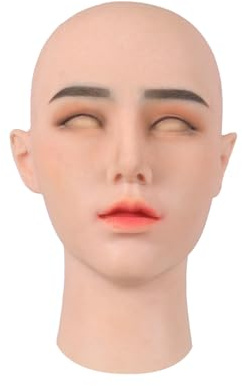 ROANYER Upgraded 2.0 Silikon Weibliche Maske Weiche Falsche Damen Kopf Realistische Haut Gesicht für Crossdresser Drag Queen Transgender Kostüm