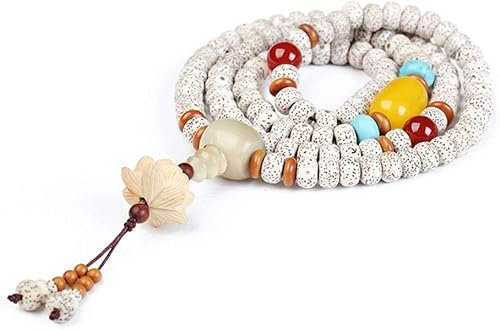 Mala-Gebetsperlen-Armband, Stretch-Armband, 108 Perlen-Armband, tibetisch-buddhistischer Stern-Mond-Bodhi mit Lotus-/Buddha-Anhänger, Holz-Mala-Gebetsperlen-Halskette (Farbe: B, Größe: 7 x 9 mm) (Farb