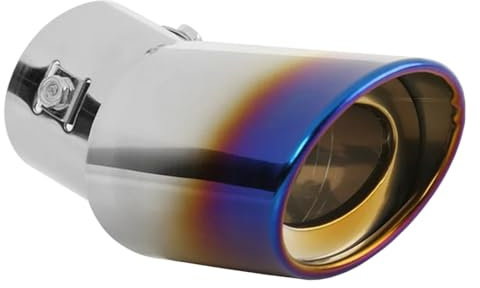 MOCNT Auto Auspuff Endrohr Edelstahl Auspuffblende Endrohr Schalldämpfer Auspuffrohr Universell Auspuffspitze Einzelne Auslass Auspuffendrohr Biegen Blau 63mm