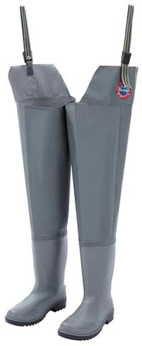 BcoMfy Watstiefel Hüftwathosen für Angeln und Jagen, 80 cm/31,5 Zoll PVC-Entenwathosen, für die Aquakulturindustrie im Freien (Color : Gray-, Size : 39 EU)