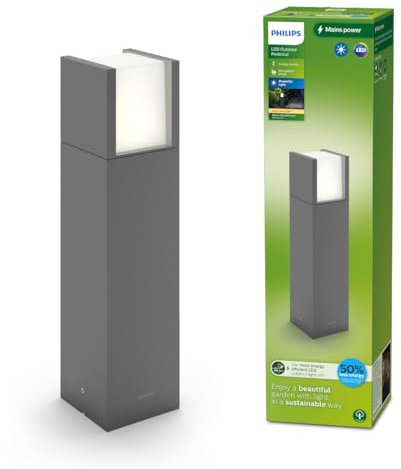 Philips Outdoor Ultra-Efficient Arbour Sockelleuchte 3,8W, 2700 Kelvin, IP44 wetterfest, anthrazit