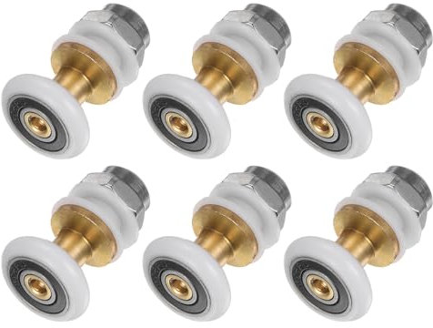 sourcing map Shower Door Roller Runner Wheel 20mm Diameter Replacement Part Bathroom Glass Shower Sliding Door Runner Roller, (1 Set 6pcs)