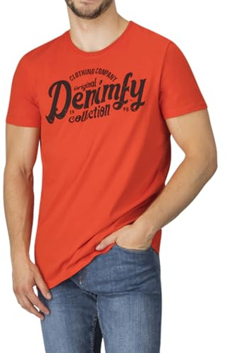 DENIMFY Tshirt Herren Baumwolle Regular Fit DFNuri Rundhals Kurzarm Sommer | Tee Shirt Logoprint Schwarz Grau Blau Grün Rot Weiß Navy S M L XL XXL 3XL 4XL 5XL